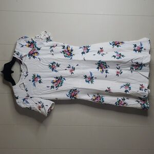 Topshop Ivory Floral Print Short Sleeve Dress 6